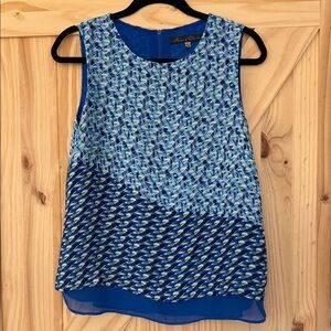 Rose & Olive  Blue Geometric Sleeveless Blouse